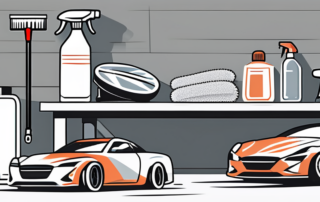 Various car detailing tools such as a vacuum