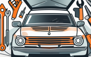 A car with its hood open