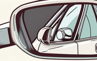A car's side mirror with the reflection of a bicycle in its blind spot to represent the concept of a dead-angle mirror in a car