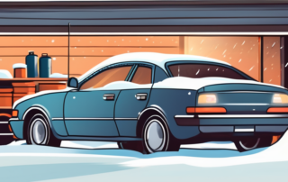 A car comfortably parked inside a winter garage