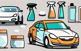 Various car cleaning products like soap