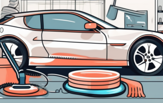 A car undergoing a detailed cleaning and restoration process