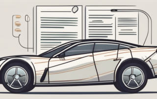 A used car in excellent condition with a checklist floating above it