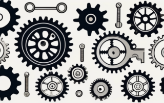 A variety of different mechanical parts like gears