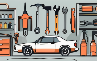 A car with an open hood