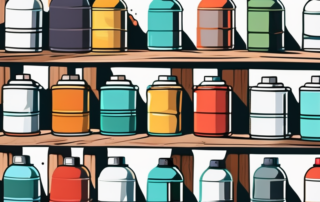 Various spray paint cans in different colors