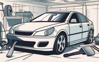 A car with a visibly warped frame or body