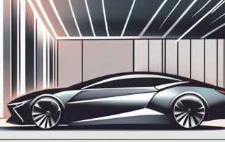 A sleek car with a matte finish under a spotlight