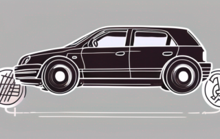 A car with an exposed suspension system