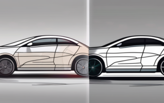 A car with visible scratches on one side and a flawless finish on the other