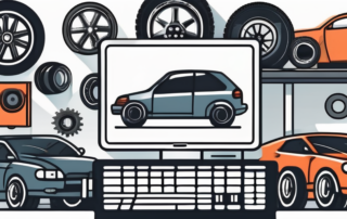A computer displaying various car parts for sale