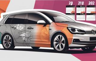 A car with half of it covered in a vibrant vinyl wrap