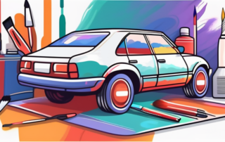 A car being painted with a glossy