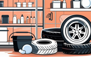 A car tire being cleaned and polished