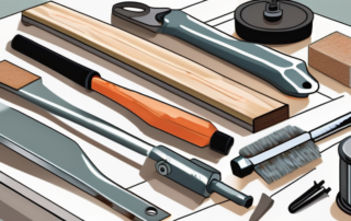 Various auto dent repair tools like a dent puller