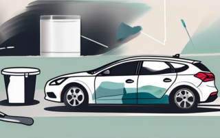 A car with a chipped paint job due to a stone chip