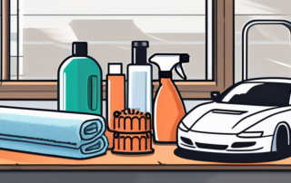 Various car detailing tools such as a buffer