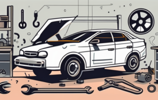 A mechanic's workshop with scattered tools