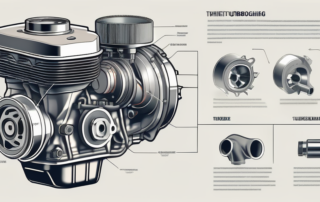 A diesel engine with a prominently featured turbocharger