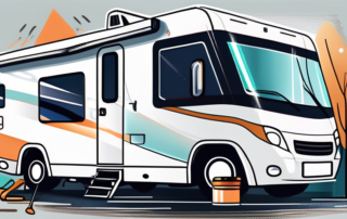 A motorhome being polished and sealed