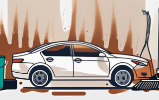 A white car with visible rust spots on its surface