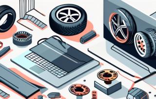 Various car parts like a steering wheel