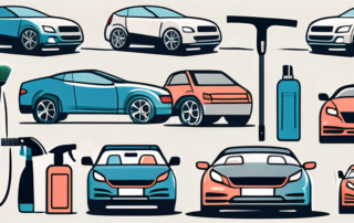 Various car detailing tools such as a vacuum