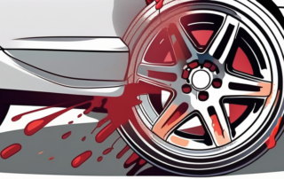 A car wheel being sprayed with a can of paint