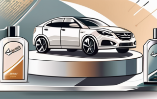 Several car polish products on a podium