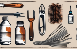 Various tools and products such as a wire brush