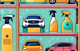 Various car cleaning products like sponges