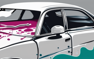 A car partially covered with glossy paint
