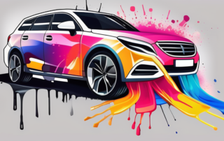A car half covered with a vibrant