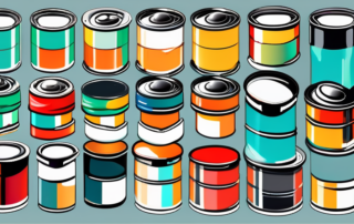 Various car paint cans in different colors