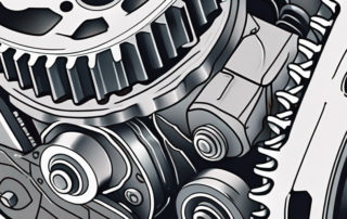 A car engine with a highlighted timing chain