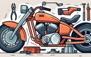 A motorcycle with a dented tank