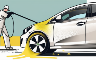 A kärcher pressure washer being used to clean a car