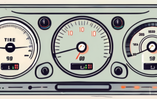 A car's dashboard with a focus on the tire pressure monitoring system indicator