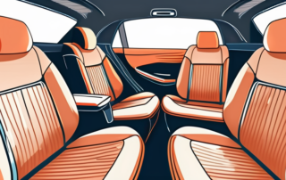 A variety of car upholstery cleaners placed on a car seat