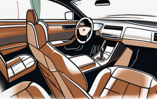 A car interior focusing on the leather seats