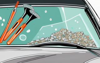 A car windshield with visible stone chips