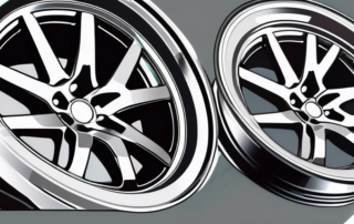 A set of shiny aluminum car wheels