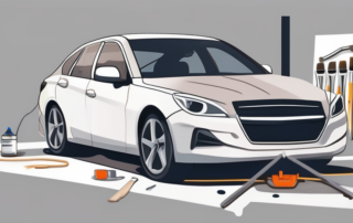 A car in mid-process of being painted