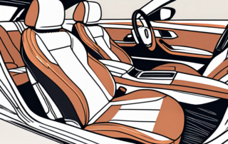A car interior with emphasis on the leather seats