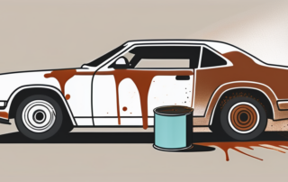A car with visible rust patches being transformed