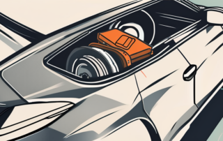 A car with an exposed brake system