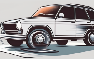 A car with its headlights shining brightly