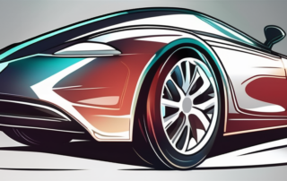 A shiny car with a before-and-after depiction