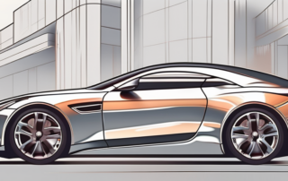 A car in the process of being wrapped in a glossy