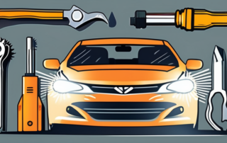 A xenon car headlight next to an led headlight